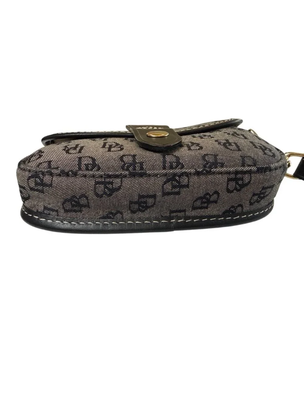 Dooney & Bourke Classic Monogram Signature Wristlet~Black Canvas Leather L18 11